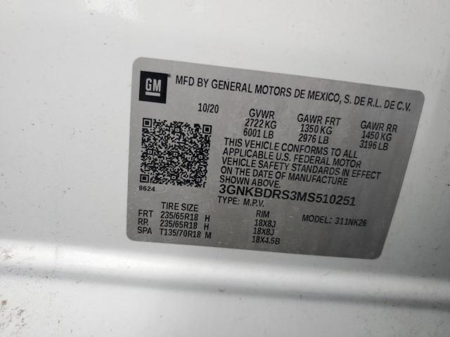 2021 CHEVROLET BLAZER 3LT 3GNKBDRS3MS510251