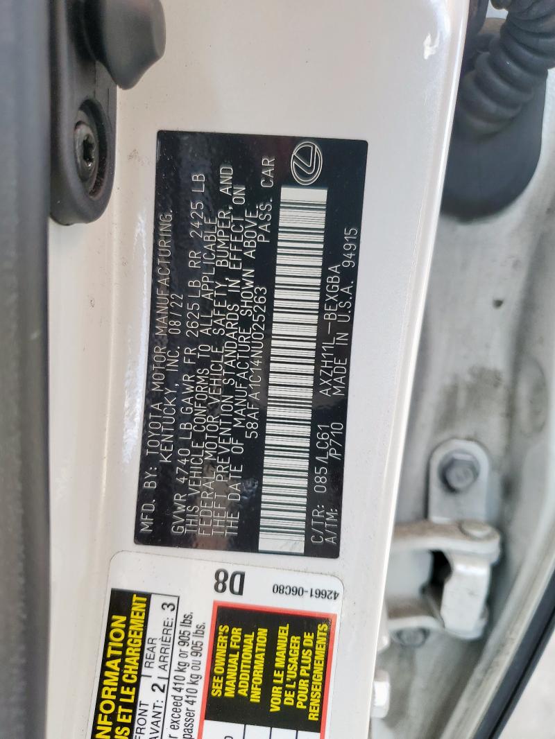 2022 LEXUS ES 300H BA 58AFA1C14NU025263