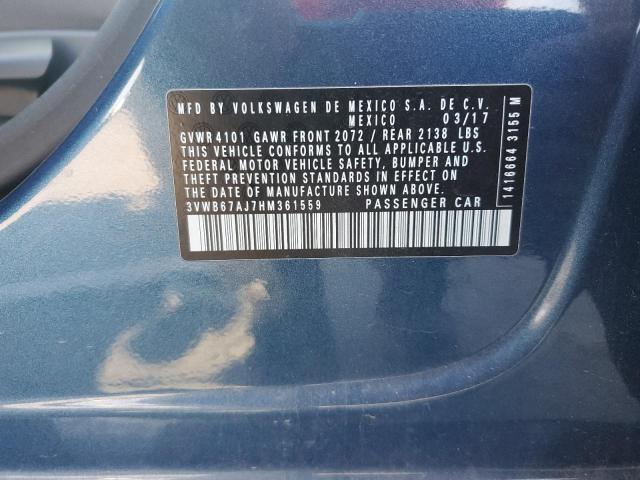 2017 VOLKSWAGEN JETTA SE 3VWB67AJ7HM361559