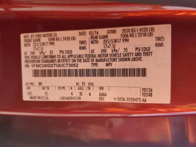 2016 FORD ESCAPE SE - 1FMCU0GX7GUC73052