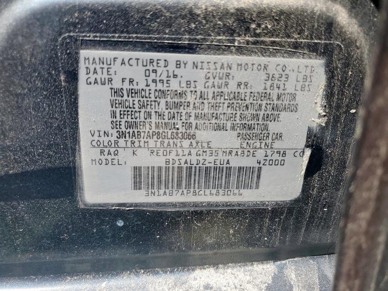 2016 NISSAN SENTRA S 3N1AB7AP8GL683066