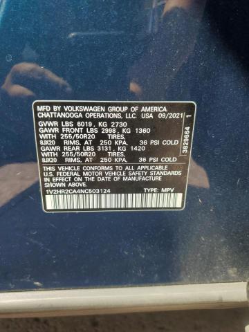 2022 VOLKSWAGEN ATLAS SE 1V2HR2CA4NC503124