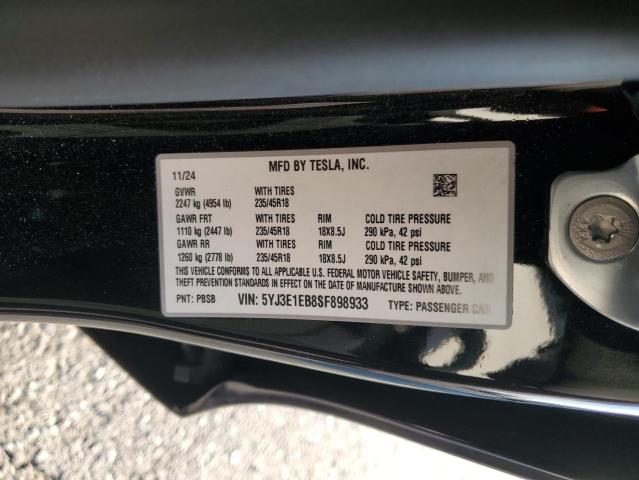 2025 TESLA MODEL 3 5YJ3E1EB8SF898933