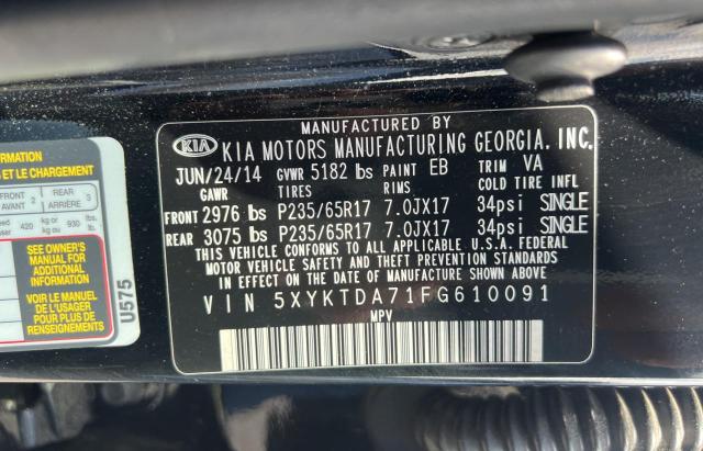 2015 KIA SORENTO LX 5XYKTDA71FG610091