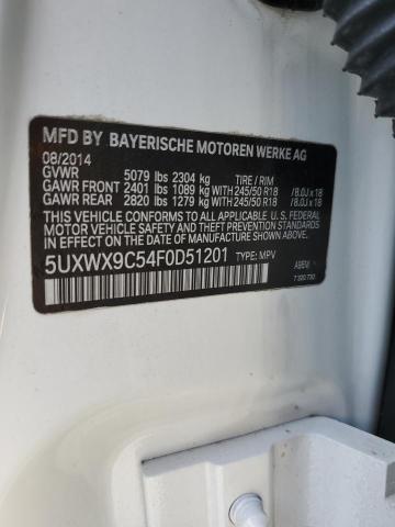 2015 BMW X3 XDRIVE2 5UXWX9C54F0D51201