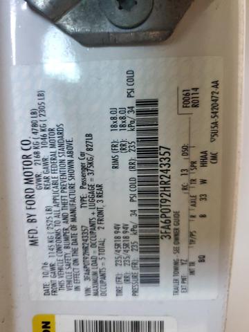 2017 FORD FUSION SE 3FA6P0T92HR243357