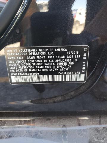 2019 VOLKSWAGEN PASSAT WOL 1VWLA7A30KC006990