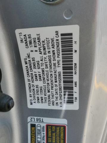 2015 HONDA CIVIC EXL 2HGFG3B07FH520965