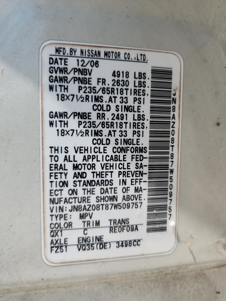 Lot #3236794360 2007 NISSAN MURANO SL