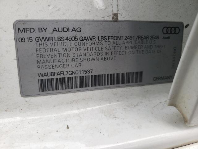 2016 AUDI A4 PREMIUM WAUBFAFL7GN011537