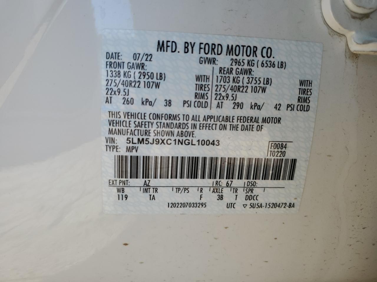 LINCOLN AVIATOR BLACK LABEL