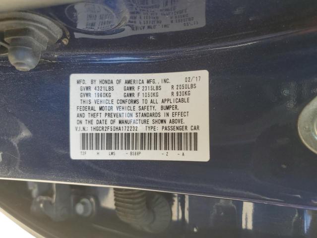 2017 HONDA ACCORD SPORT 1HGCR2F50HA172232