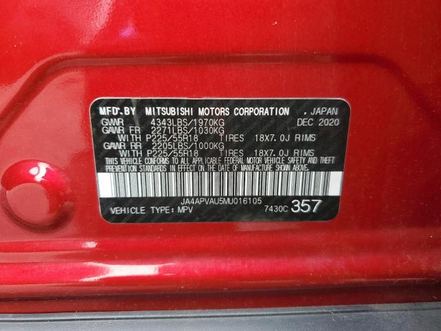 2021 MITSUBISHI OUTLANDER JA4APVAU5MU016105