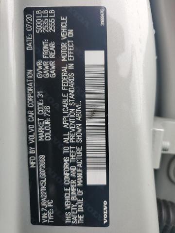 2020 VOLVO S60 T6 MOM 7JRA22TK5LG072669