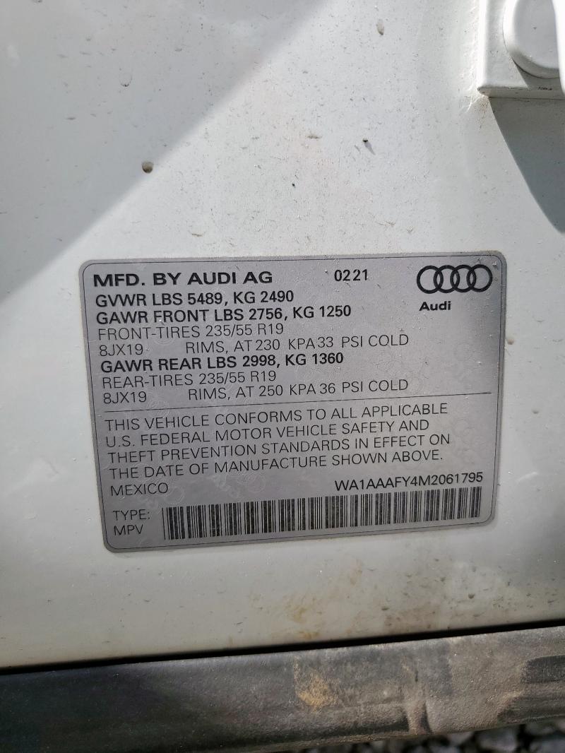 2021 AUDI Q5 PREMIUM WA1AAAFY4M2061795