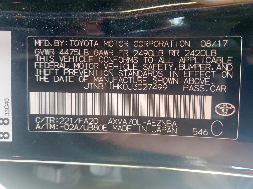 2018 TOYOTA CAMRY L JTNB11HK0J3027499