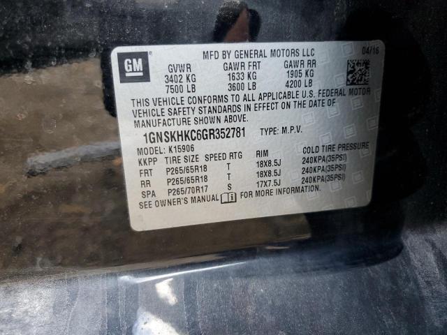 2016 CHEVROLET SUBURBAN K - 1GNSKHKC6GR352781