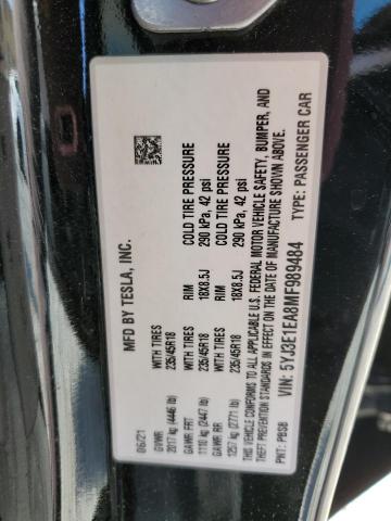2021 TESLA MODEL 3 5YJ3E1EA8MF989484