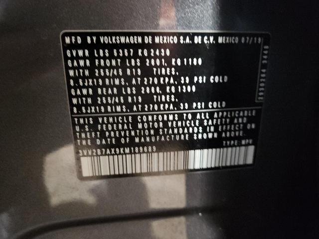 2019 VOLKSWAGEN TIGUAN SE 3VV2B7AX9KM189689