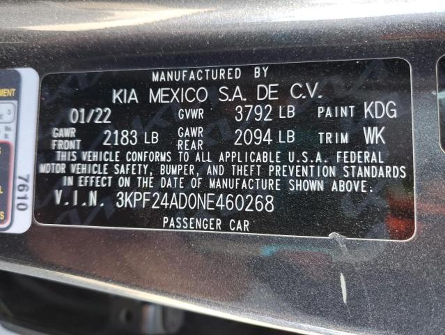 2022 KIA FORTE FE 3KPF24AD0NE460268
