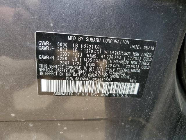 2019 SUBARU ASCENT PREMIUM 4S4WMAED0K3480697
