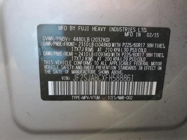 2015 SUBARU FORESTER 2 - JF2SJABCXFH588861