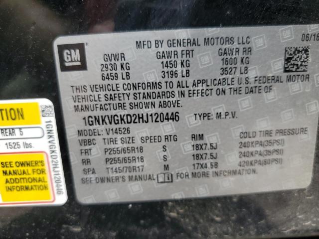2017 CHEVROLET TRAVERSE LT 1GNKVGKD2HJ120446