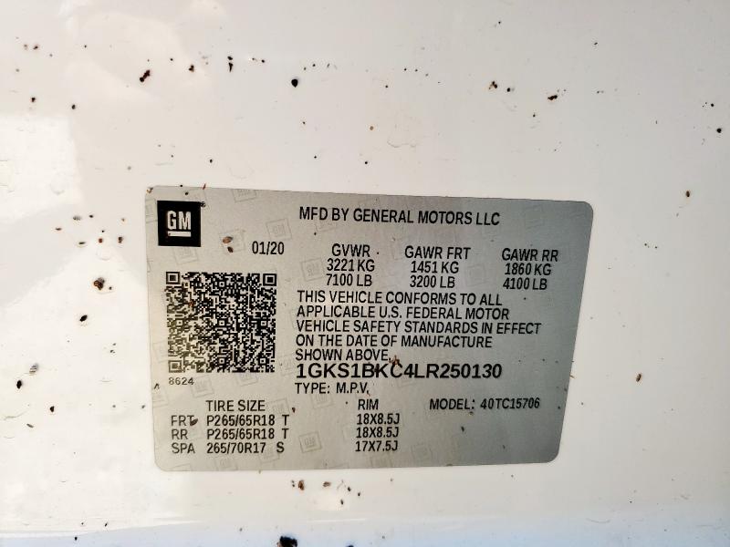 2020 GMC YUKON SLT 1GKS1BKC4LR250130