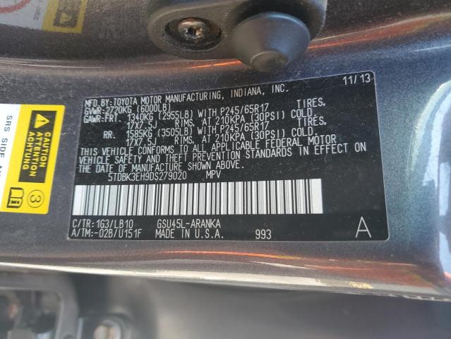 2013 TOYOTA HIGHLANDER - 5TDBK3EH9DS279020