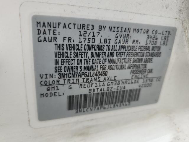 2018 NISSAN VERSA S 3N1CN7AP6JL848460