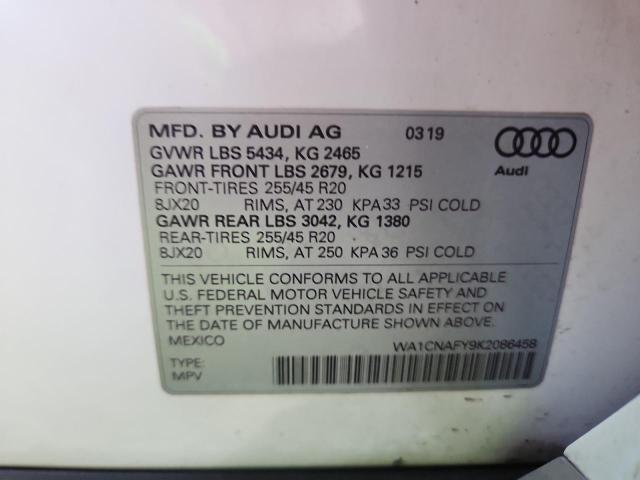 2019 AUDI Q5 PRESTIG WA1CNAFY9K2086458