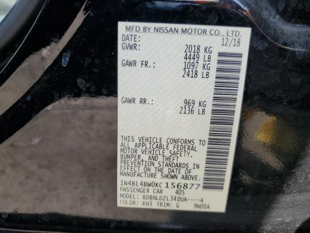 2019 NISSAN ALTIMA S 1N4BL4BW0KC156877