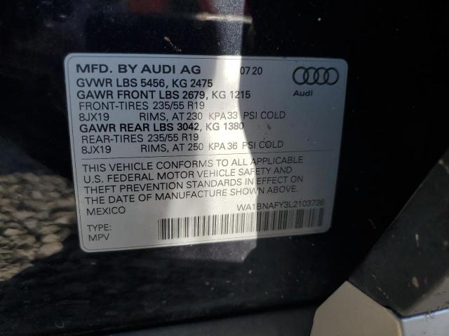 2020 AUDI Q5 PREMIUM WA1BNAFY3L2103736