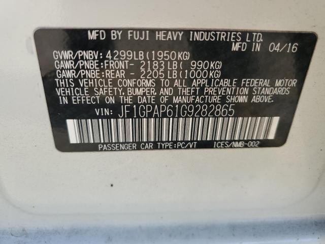 2016 SUBARU IMPREZA SP JF1GPAP61G9282865