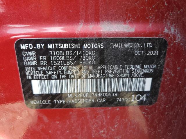2022 MITSUBISHI MIRAGE G4 ML32FUFJ7NHF00539