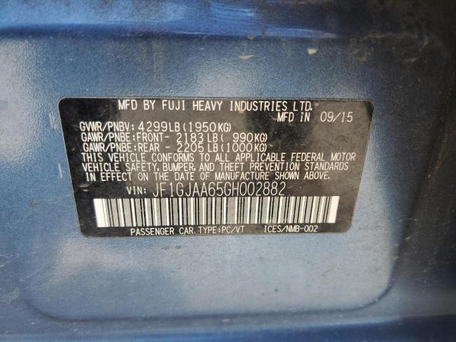 2016 SUBARU IMPREZA - JF1GJAA65GH002882