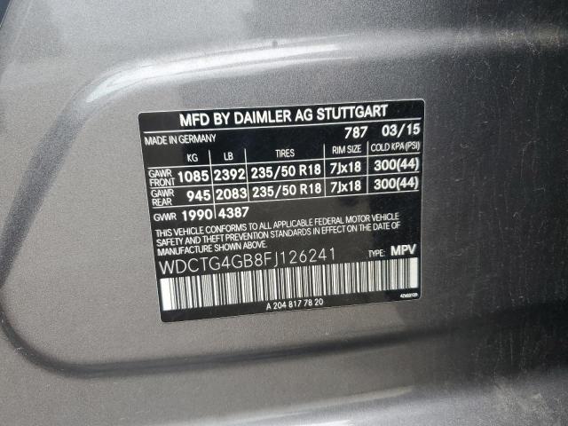 2015 MERCEDES-BENZ GLA 250 4M WDCTG4GB8FJ126241