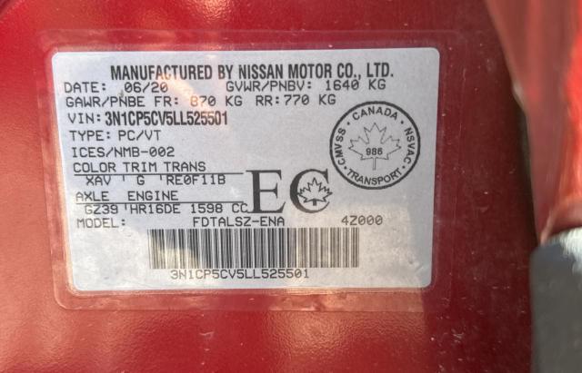 2020 NISSAN KICKS SV - 3N1CP5CV5LL525501