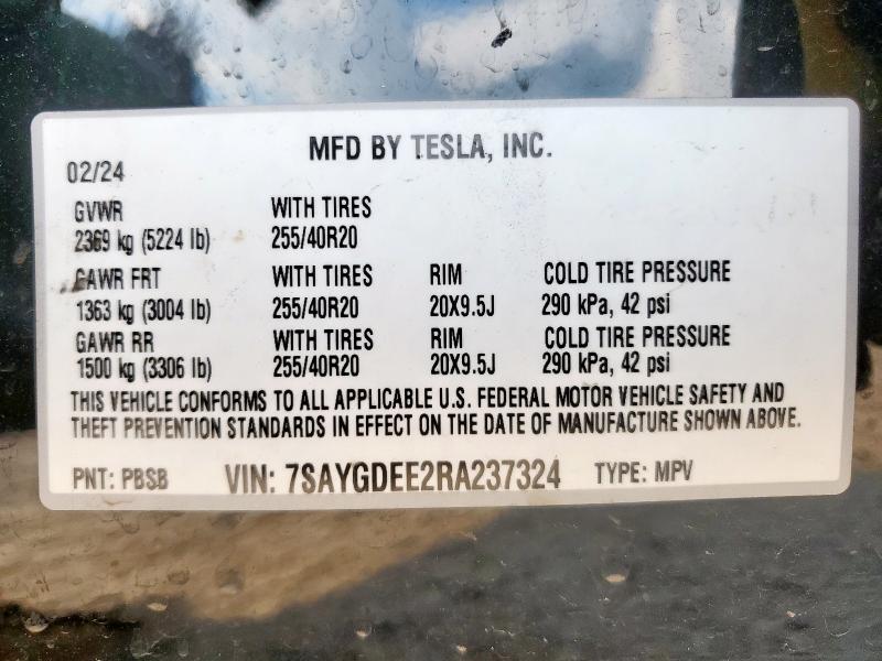 2024 TESLA MODEL Y 7SAYGDEE2RA237324