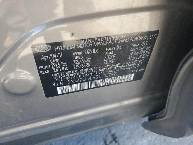 2018 HYUNDAI SANTA FE S 5NMZUDLB3JH052921