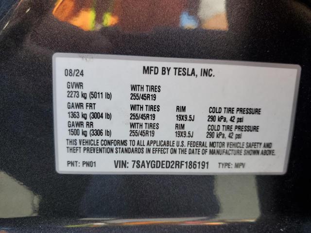 2024 TESLA MODEL Y 7SAYGDED2RF186191