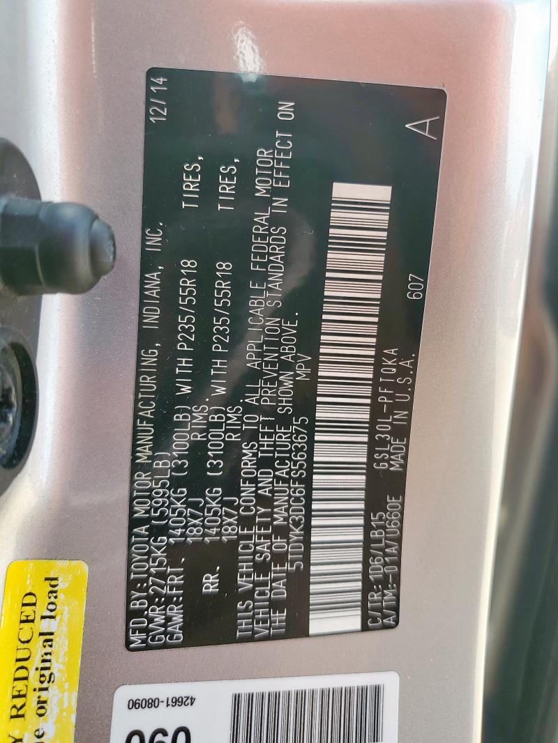 2015 TOYOTA SIENNA XLE - 5TDYK3DC6FS563675