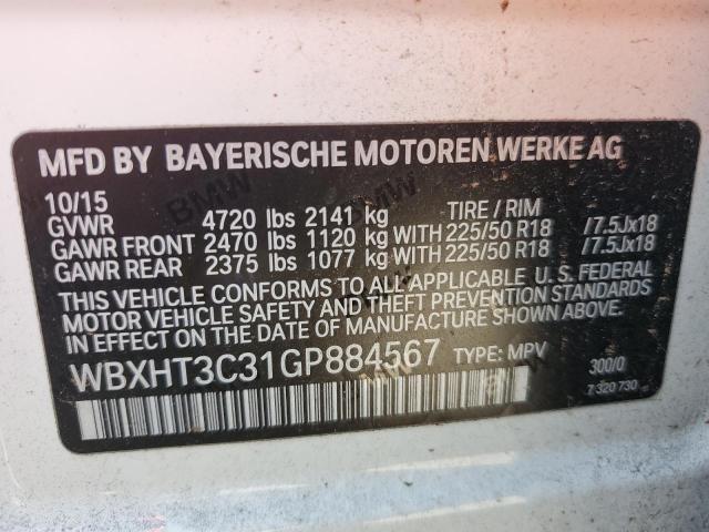 2016 BMW X1 XDRIVE2 WBXHT3C31GP884567