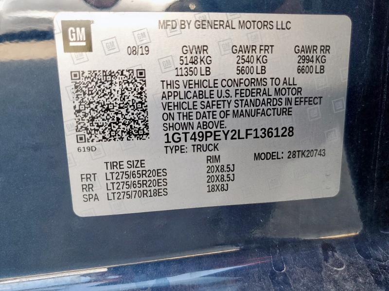 2020 GMC SIERRA K25 1GT49PEY2LF136128