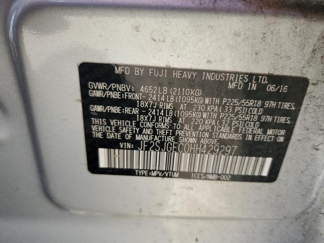 2017 SUBARU FORESTER 2 JF2SJGEC0HH429297