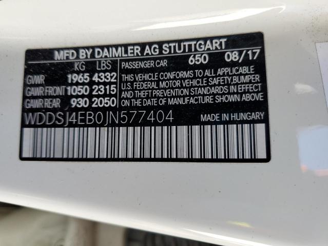2018 MERCEDES-BENZ CLA 250 WDDSJ4EB0JN577404