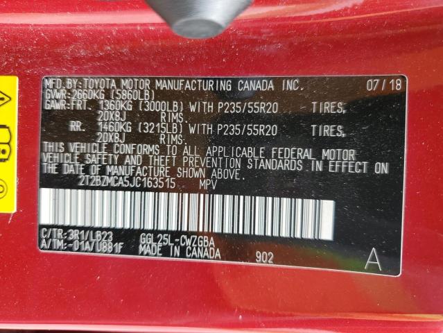 2018 LEXUS RX 350 BAS 2T2BZMCA5JC163515