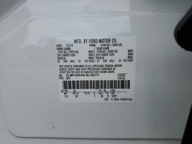 2020 LINCOLN NAUTILUS R 2LMPJ6K94LBL09273