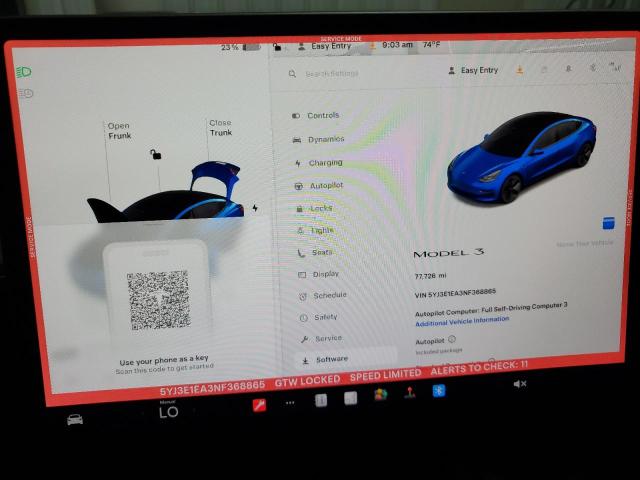 2022 TESLA MODEL 3 5YJ3E1EA3NF368865