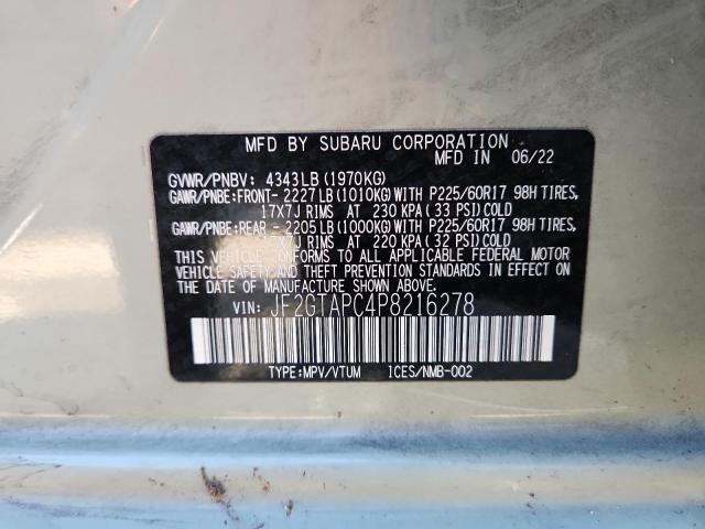 2023 SUBARU CROSSTREK JF2GTAPC4P8216278